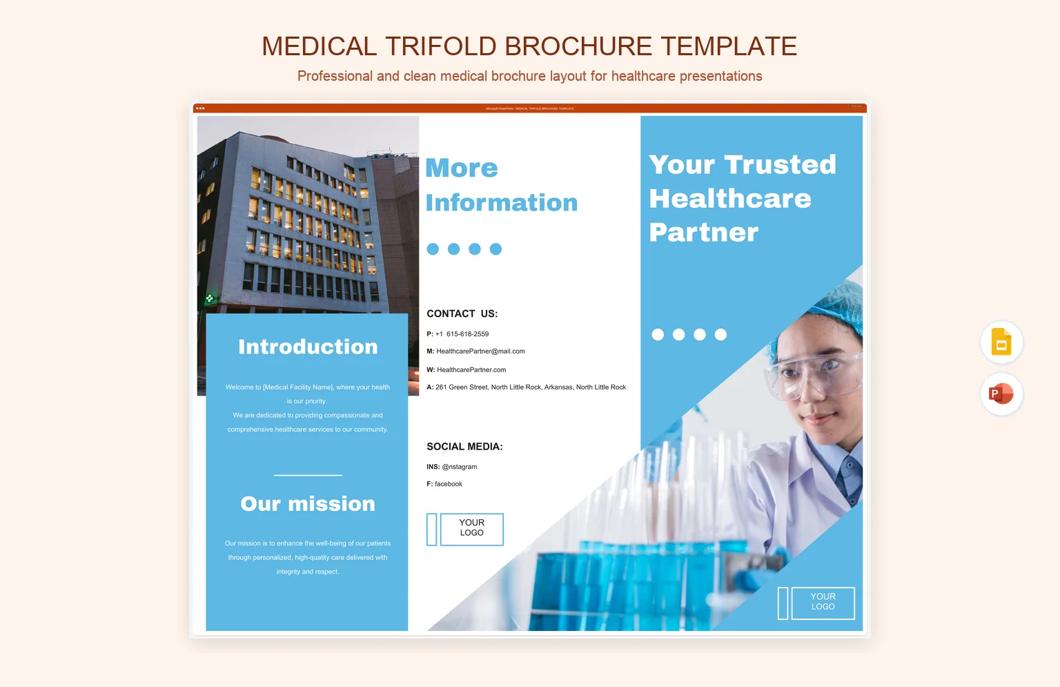 Medical Trifold Brochure Template product preview thumbnail