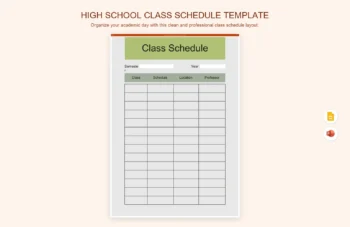 High School Class Schedule Template product preview thumbnail