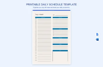 Printable Daily Schedule Template product preview thumbnail