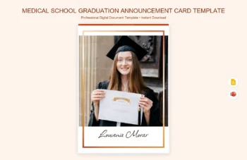 Medical School Graduation Announcement Card Template product preview thumbnail
