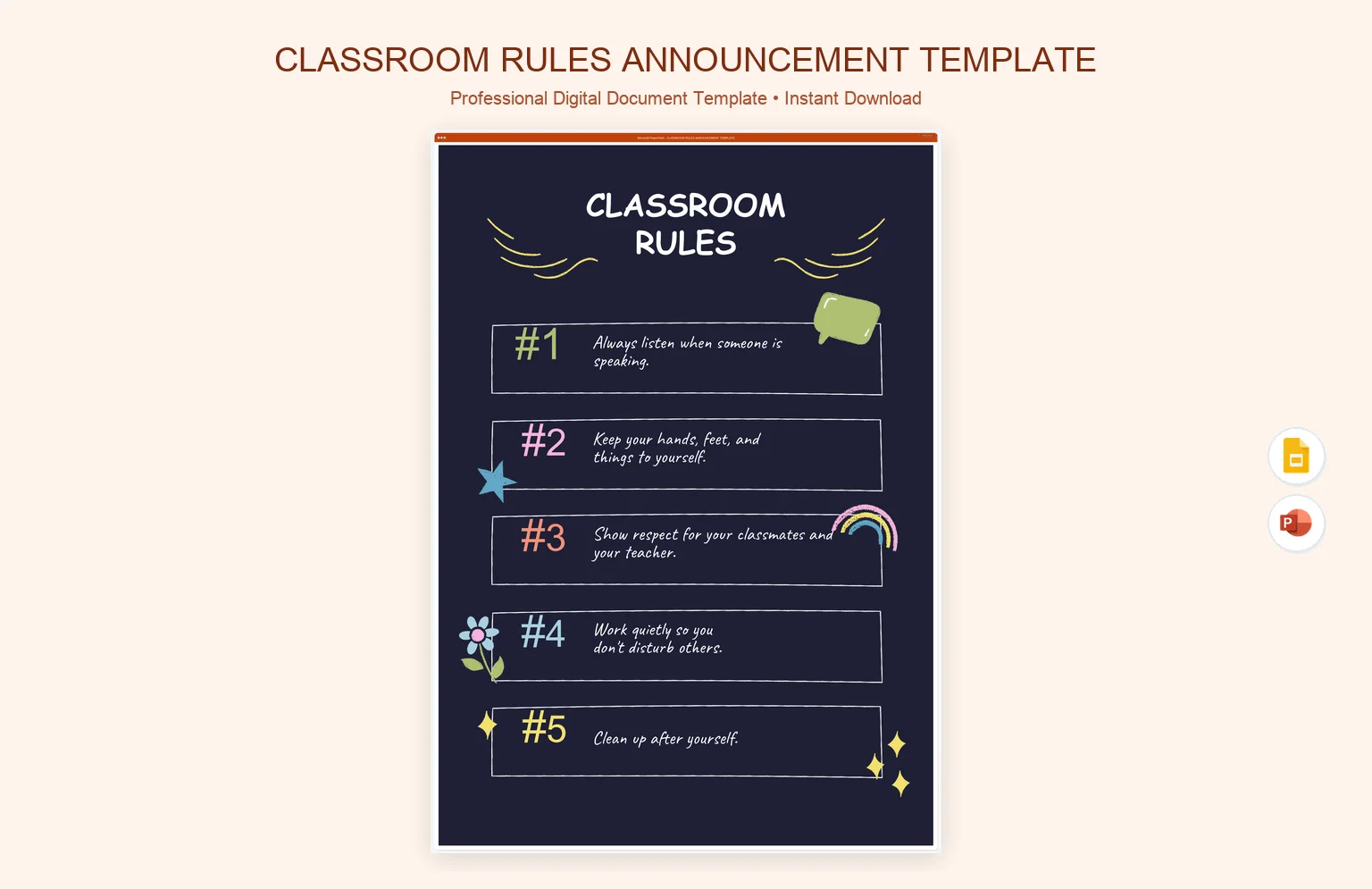 Classroom Rules Announcement Template product preview thumbnail