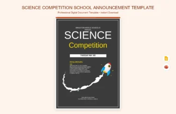 Science Competition School Announcement Template product preview thumbnail