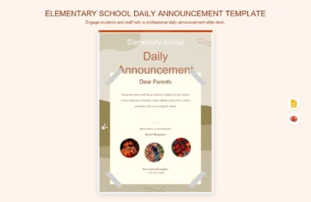 Elementary School Daily Announcement Template product preview thumbnail