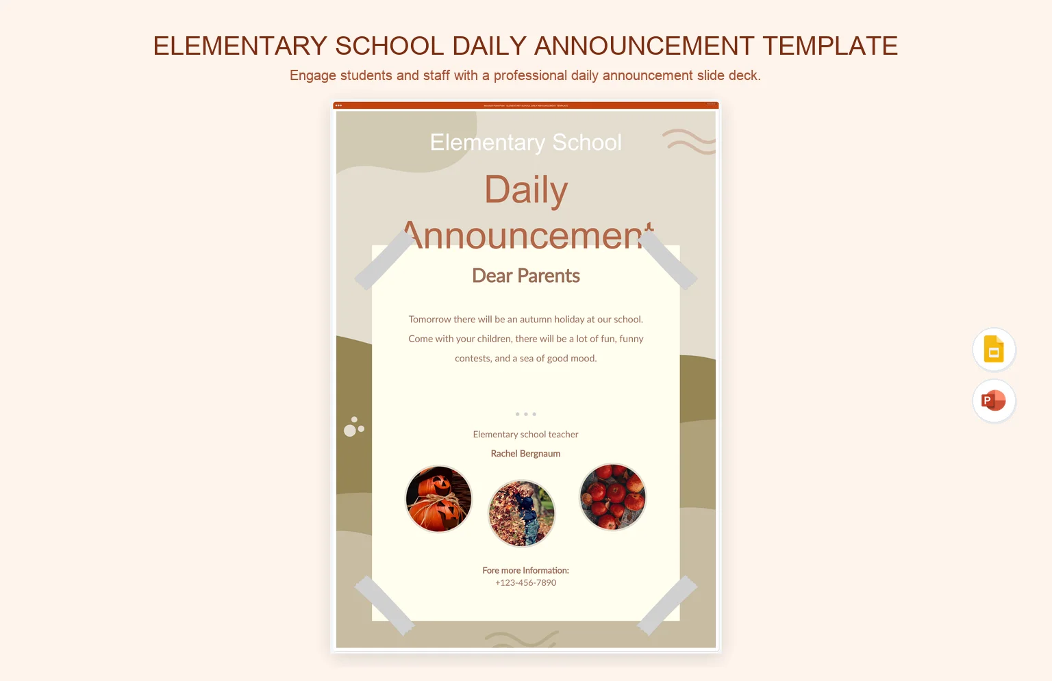 Elementary School Daily Announcement Template product preview thumbnail