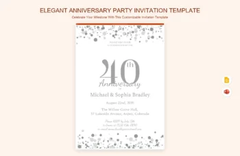 Elegant Anniversary Party Invitation Template product preview thumbnail