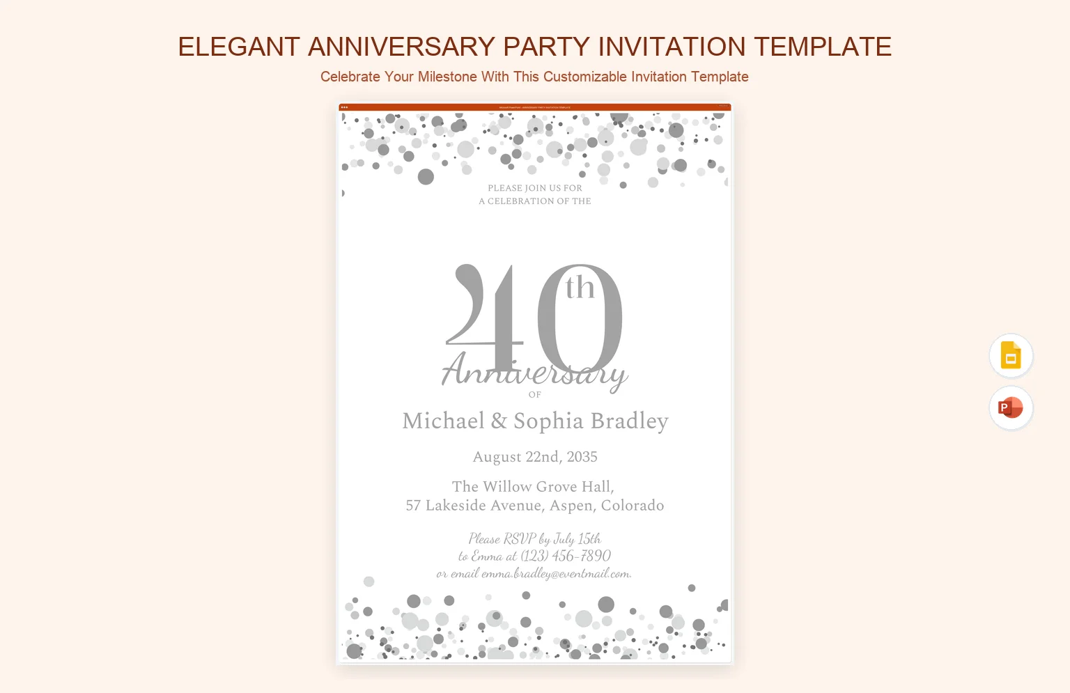 Elegant Anniversary Party Invitation Template product preview thumbnail