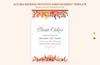 Autumn Wedding Invitation Announcement Template product preview thumbnail