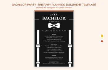 Bachelor Party Itinerary Planning Document Template product preview thumbnail