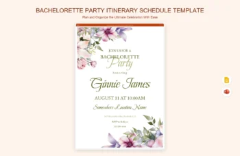 Bachelorette Party Itinerary Schedule Template product preview thumbnail