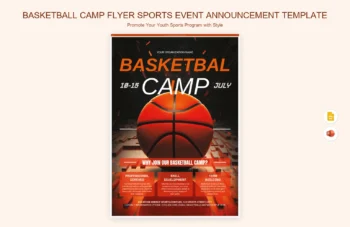 Basketball Camp Flyer Sports Event Announcement Template product preview thumbnail