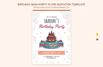 Birthday Bash Party Flyer Invitation Template product preview thumbnail