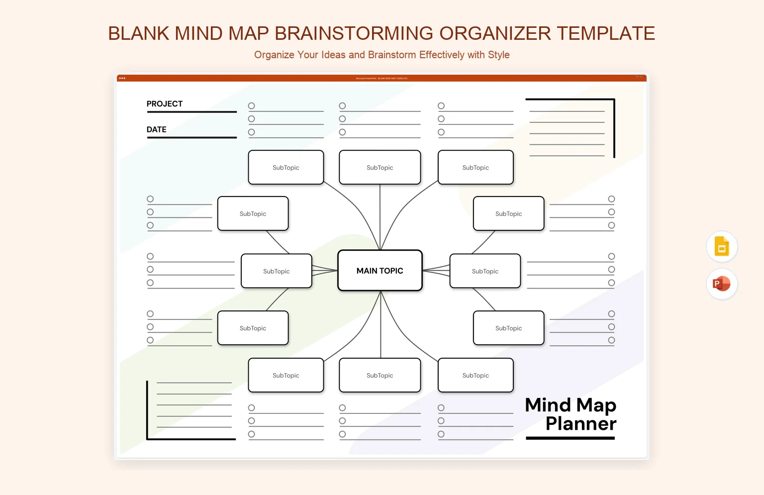 Blank Mind Map Brainstorming Organizer Template product preview thumbnail