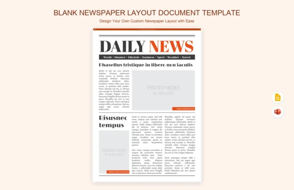 Blank Newspaper Layout Document Template | ReadymadeFiles