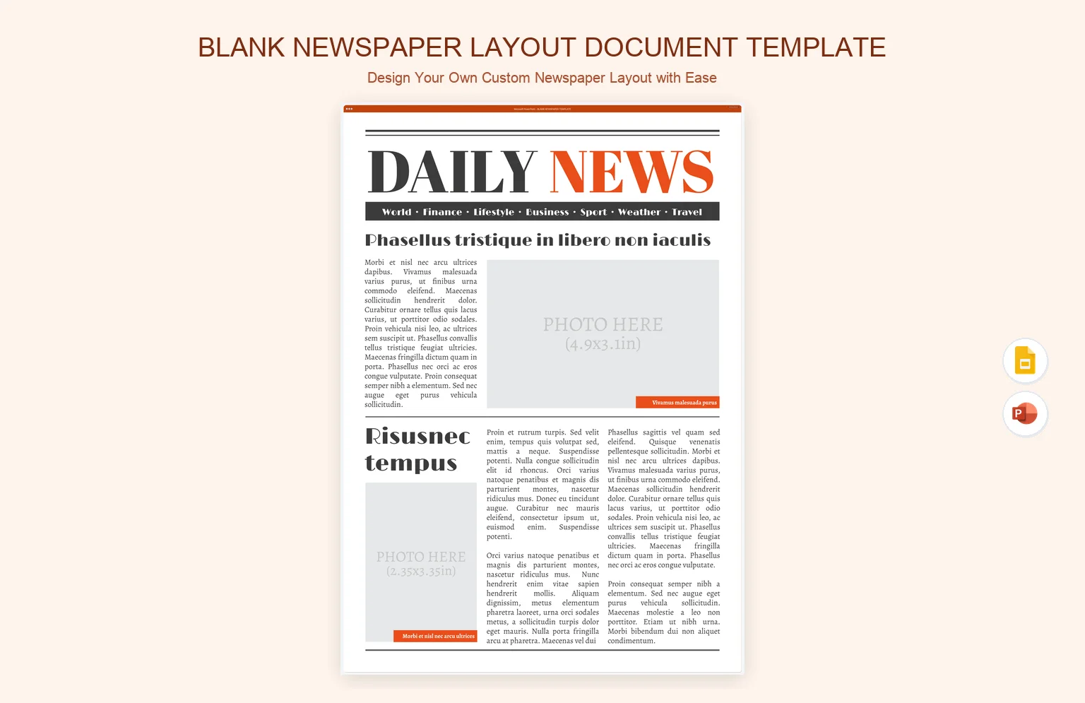 Blank Newspaper Layout Document Template product preview thumbnail