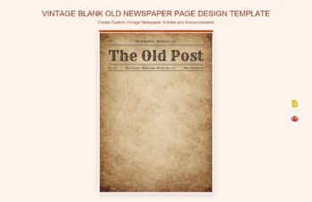 Vintage Blank Old Newspaper Page Design Template product preview thumbnail