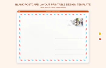 Blank Postcard Layout Printable Design Template product preview thumbnail