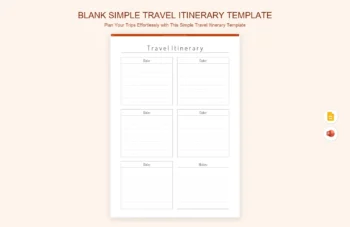 Blank Simple Travel Itinerary Template product preview thumbnail