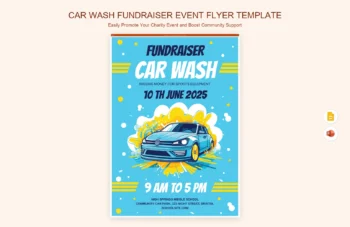 Car Wash Fundraiser Event Flyer Template product preview thumbnail