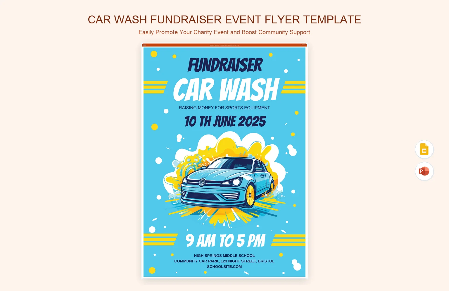 Car Wash Fundraiser Event Flyer Template product preview thumbnail