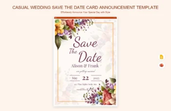 Casual Wedding Save The Date Card Announcement Template product preview thumbnail