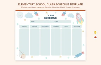 Elementary School Class Schedule Template product preview thumbnail