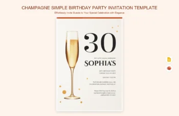 Champagne Simple Birthday Party Invitation Template product preview thumbnail