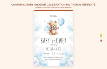 Charming Baby Shower Celebration Invitation Template product preview thumbnail