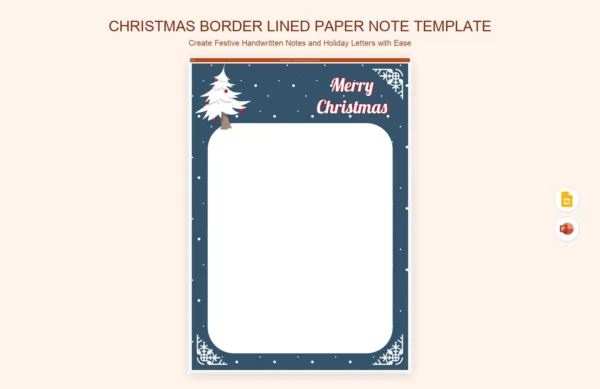 Christmas Border Lined Paper Note Template