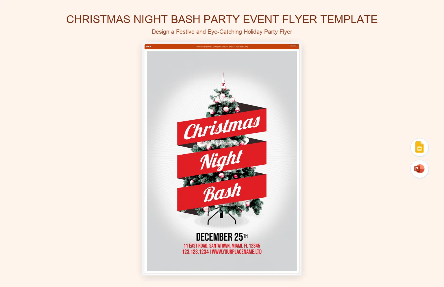 Christmas Night Bash Party Event Flyer Template product preview thumbnail