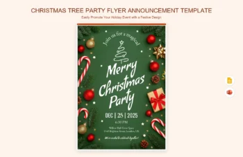 Christmas Tree Party Flyer Announcement Template product preview thumbnail