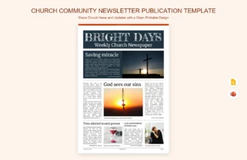 Church Community Newsletter Publication Template product preview thumbnail