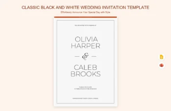 Classic Black And White Wedding Invitation Template product preview thumbnail