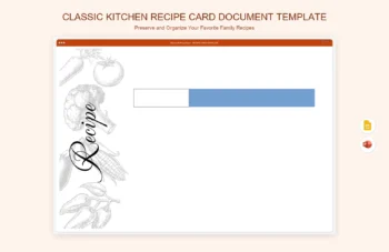 Classic Kitchen Recipe Card Document Template product preview thumbnail