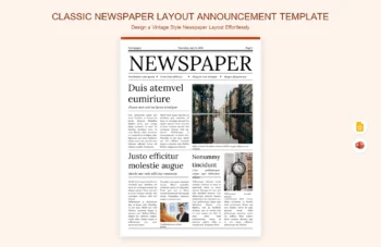 Classic Newspaper Layout Announcement Template product preview thumbnail