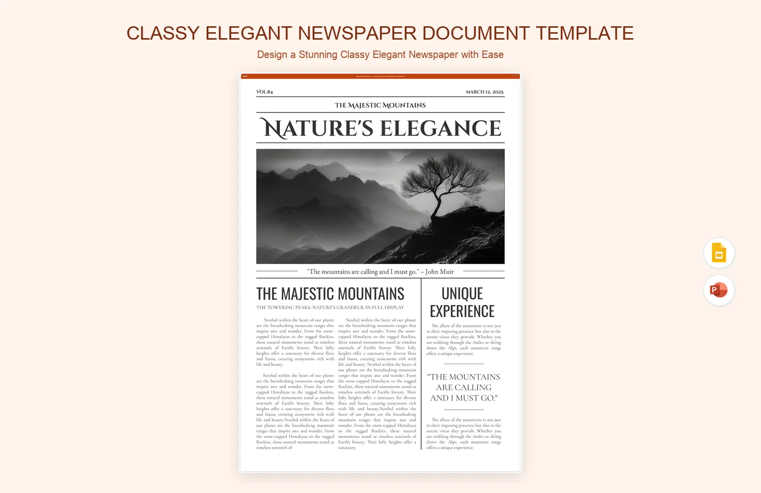 Classy Elegant Newspaper Document Template