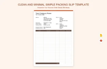 Clean and Minimal Simple Packing Slip Template product preview thumbnail