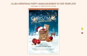 Club Christmas Party Announcement Flyer Template product preview thumbnail