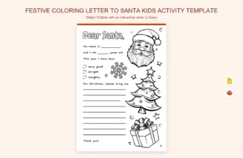 Festive Coloring Letter To Santa Kids Activity Template product preview thumbnail