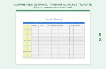 Comprehensive Travel Itinerary Schedule Template product preview thumbnail
