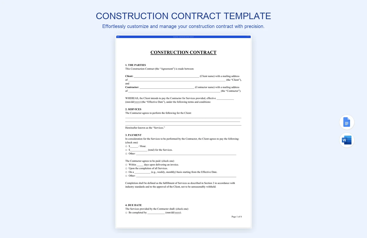 Construction Contract Template product preview thumbnail