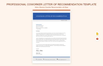 Professional Coworker Letter Of Recommendation Template product preview thumbnail