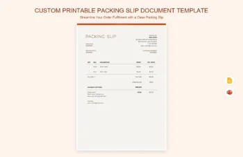 Custom Printable Packing Slip Document Template product preview thumbnail