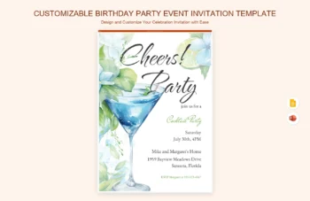 Customizable Birthday Party Event Invitation Template product preview thumbnail