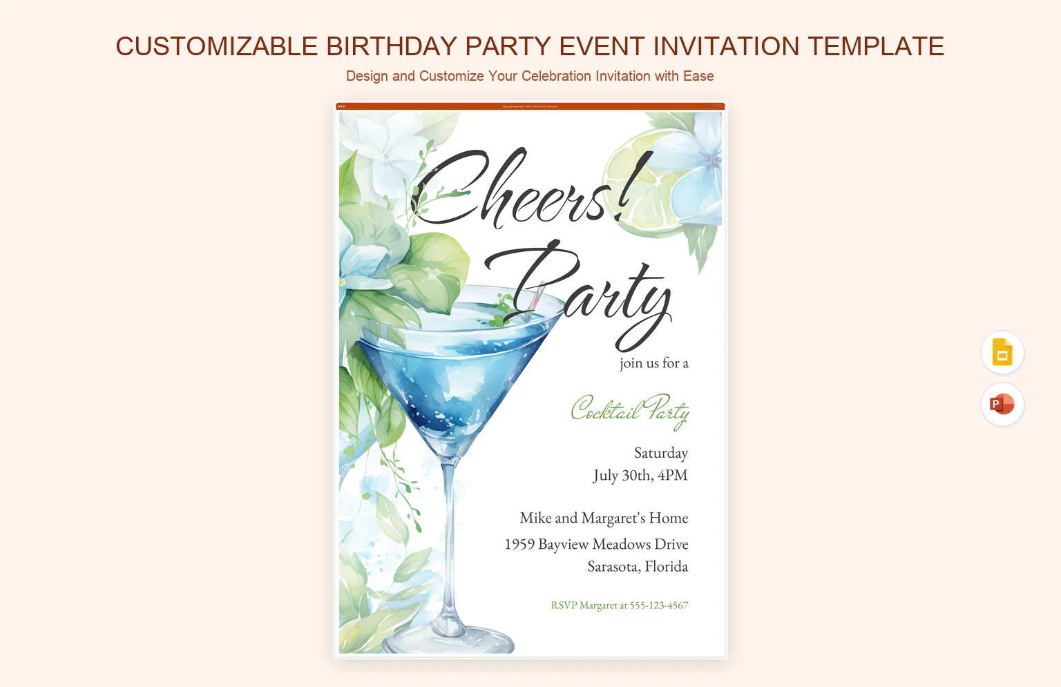 Customizable Birthday Party Event Invitation Template product preview thumbnail