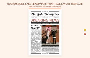 Customizable Fake Newspaper Front Page Layout Template product preview thumbnail