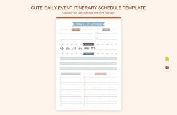 Cute Daily Event Itinerary Schedule Template product preview thumbnail