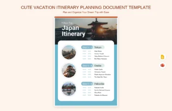Cute Vacation Itinerary Planning Document Template product preview thumbnail