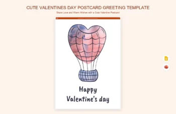 Cute Valentines Day Postcard Greeting Template product preview thumbnail