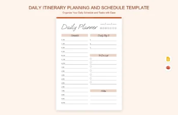 Daily Itinerary Planning and Schedule Template product preview thumbnail
