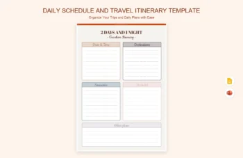 Daily Schedule And Travel Itinerary Template product preview thumbnail